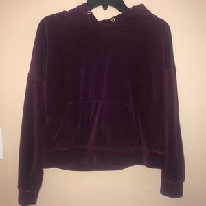 Cropped Velvet maroon hoodie